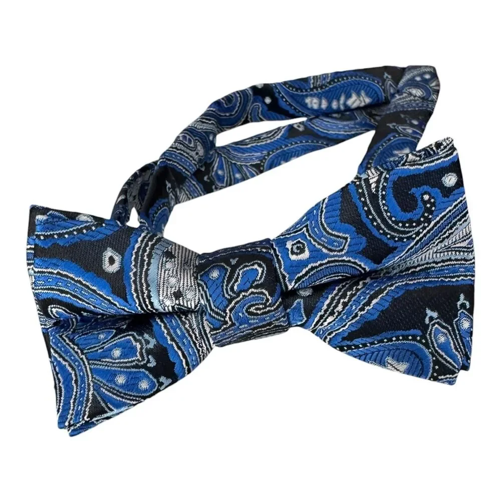 Hermoso Neck Tie Set Boys One Size Multicolor Paisley Zipper Ties Bow Dressy